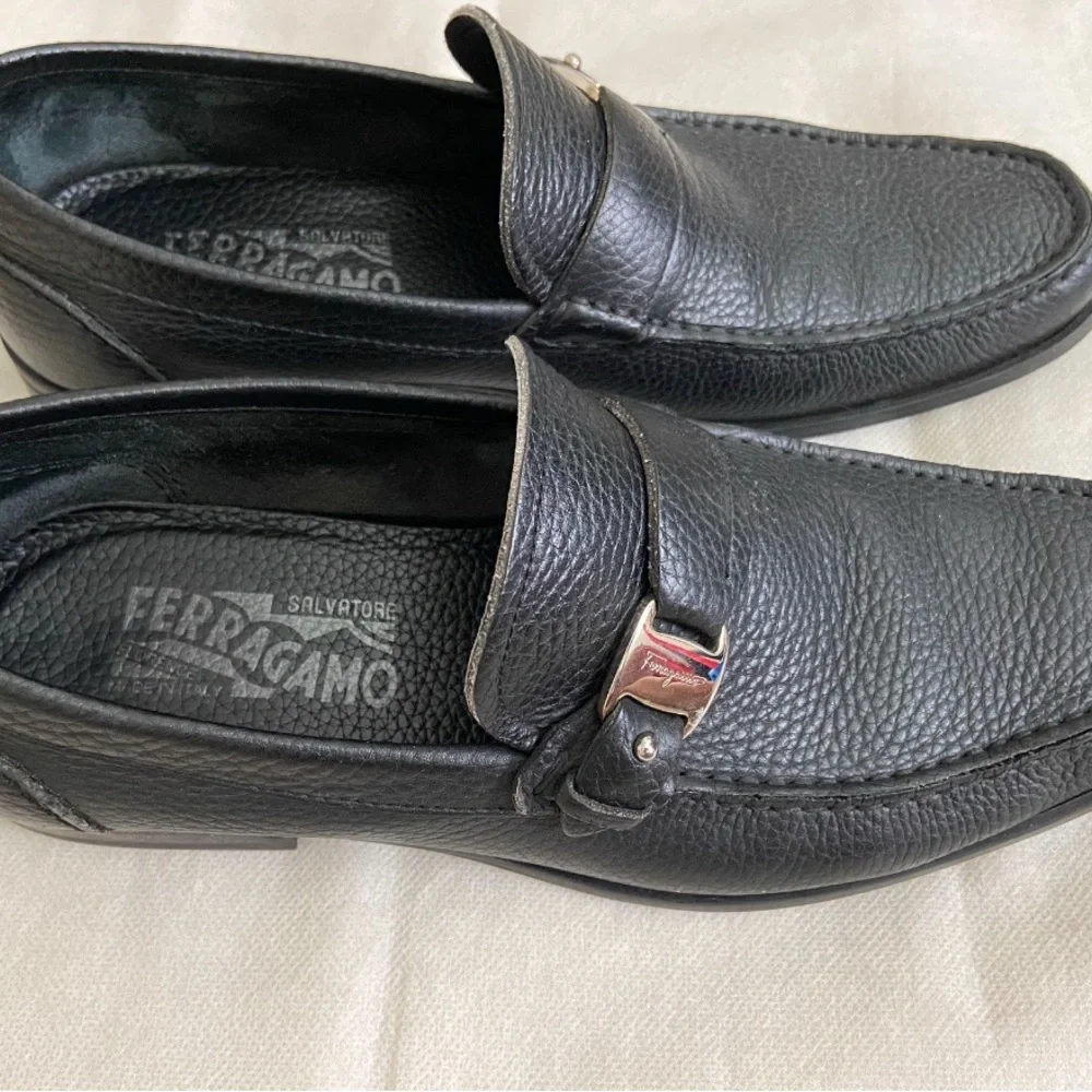 Salvatore Ferragamo Black Leather Men's Loafers - Picture 1 of 5